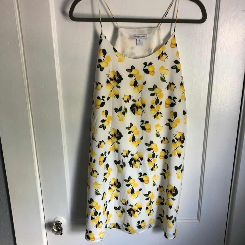 Lemon sun dress with spaghetti straps